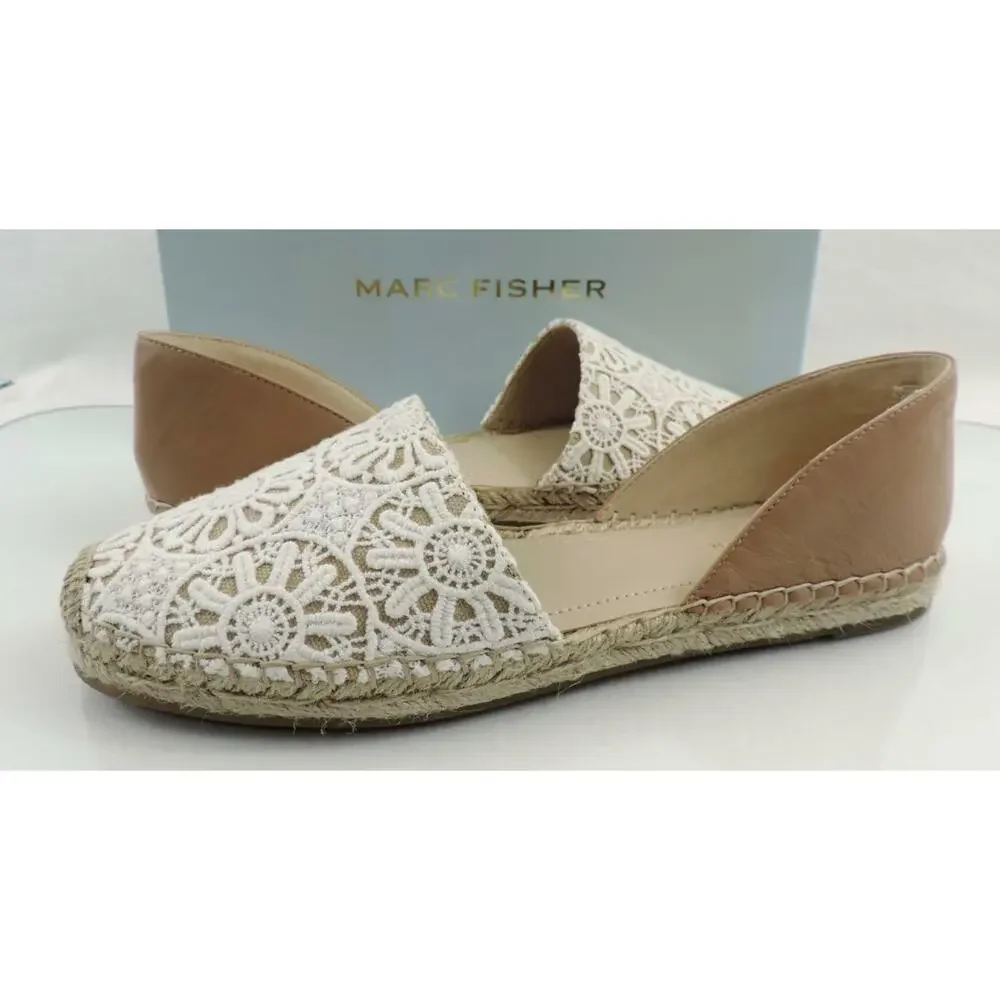 Marc Fisher Manda 3 Two Piece Espadrille Flats Natural Multi Fabric Size 8 - Picture 3 of 10